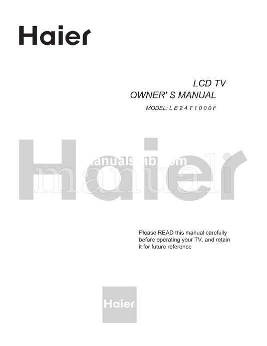 Haier LE24T1000F (15 pages) TV Operating Manual