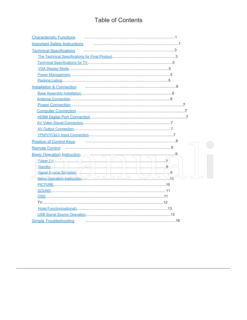 Haier LE26K800 (19 pages) TV Operating Manual