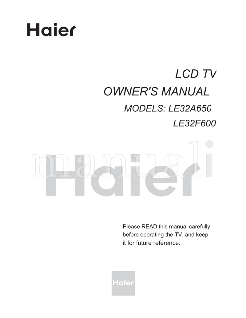 Haier LE32A650 LE32F600 (24 pages) TV Operating Manual