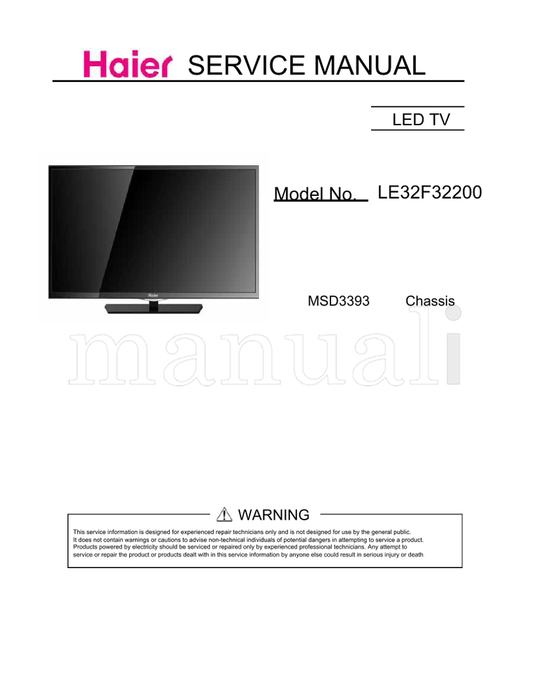Haier LE32F32200 MSD3393 (53 pages) TV Service Manual