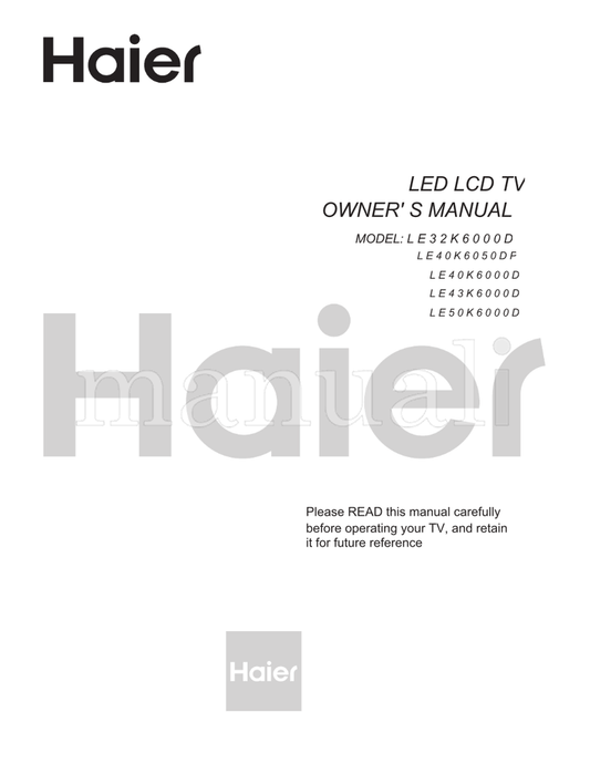 Haier LE32K6000D (28 pages) TV Operating Manual