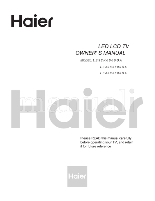 Haier LE32K6600GA (24 pages) TV Operating Manual