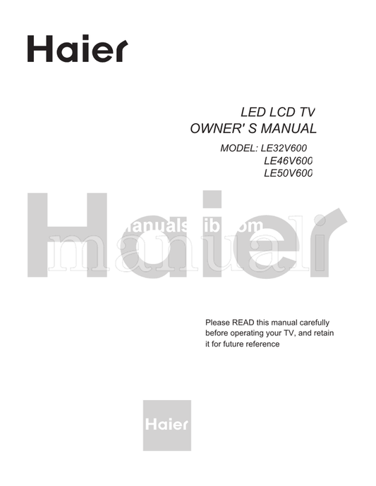 Haier LE32V600 LE46V600 LE50V600 (24 pages) TV Operating Manual