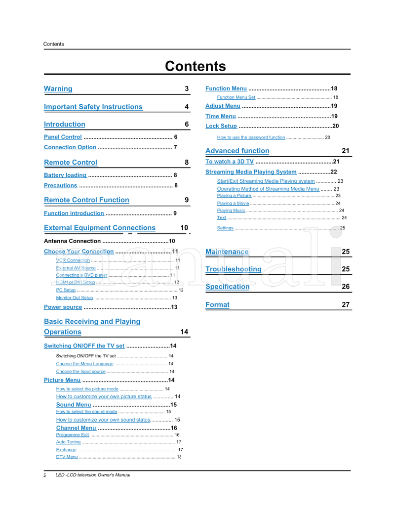 Haier LE42H330 LE46H330 LE55H330 LD42K3 (35 pages) TV Operating Manual