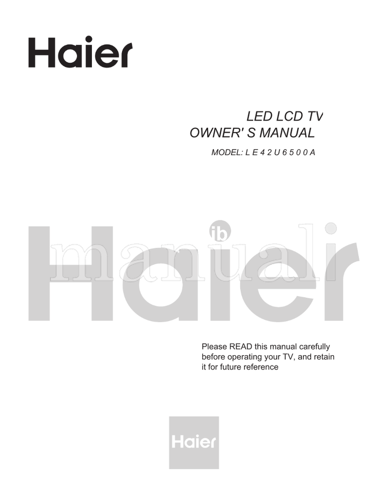 Haier LE42U6500A (20 pages) TV Operating Manual