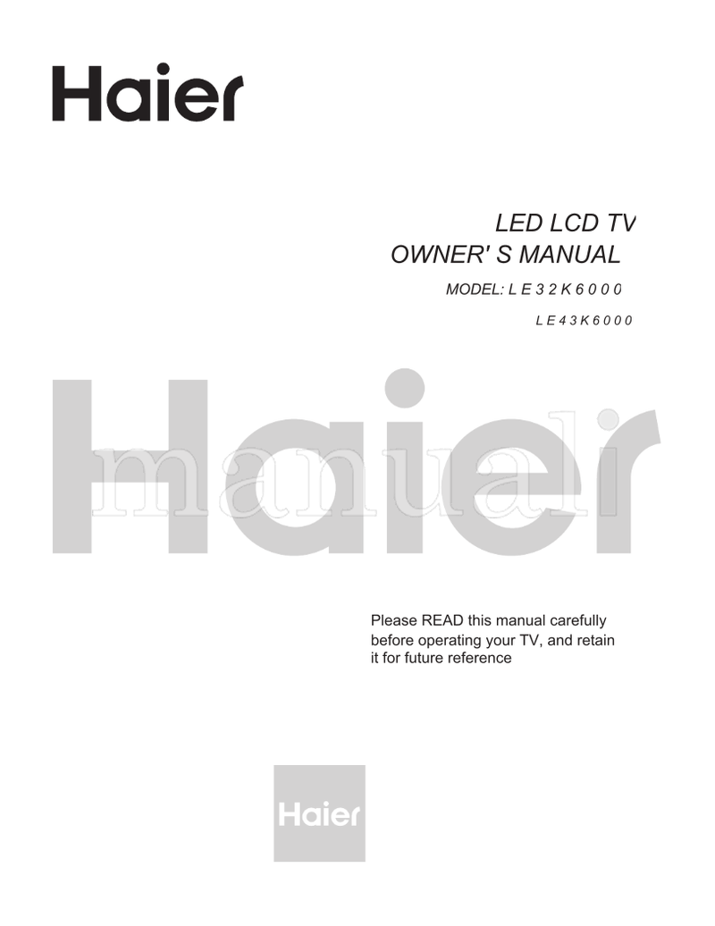 Haier LE43K6000 (18 pages) TV Operating Manual