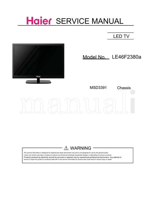 Haier LE46F2380a MSD3391 (52 pages) TV Service Manual