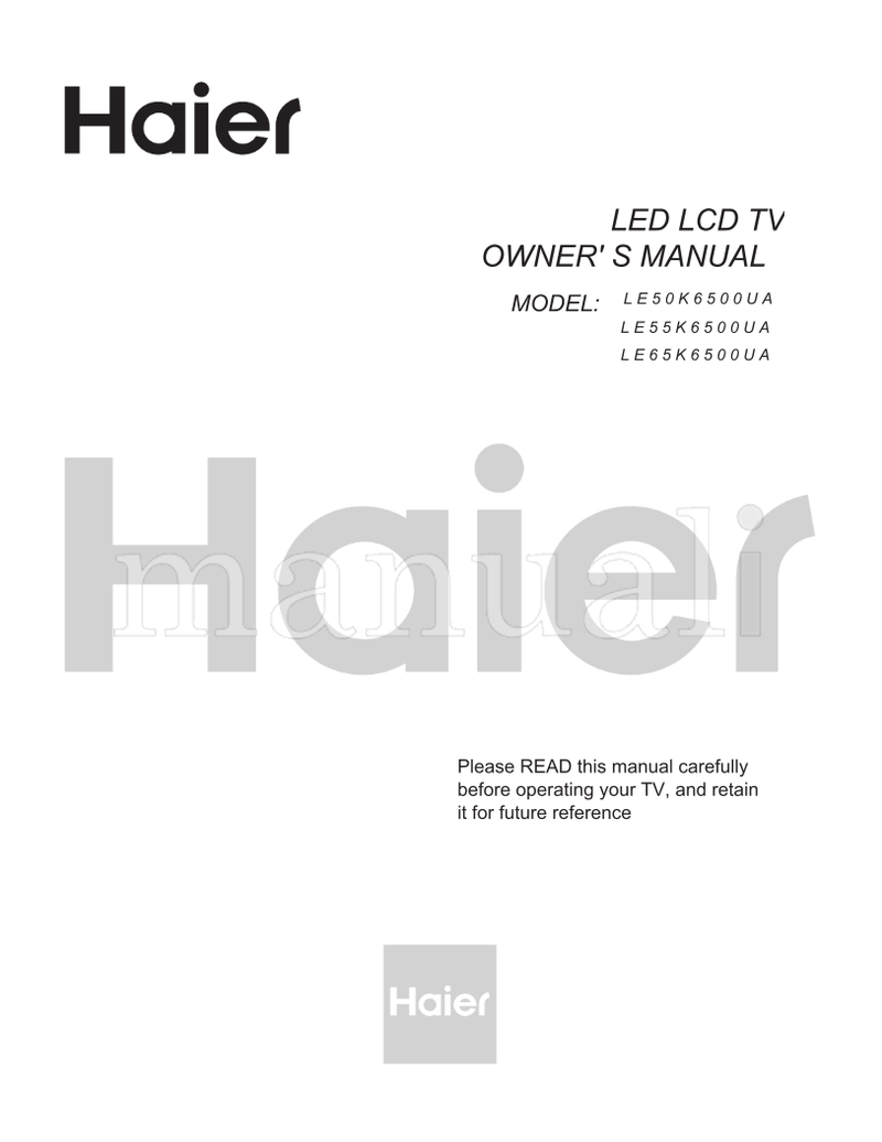 Haier LE50K6500UA (22 pages) TV Operating Manual