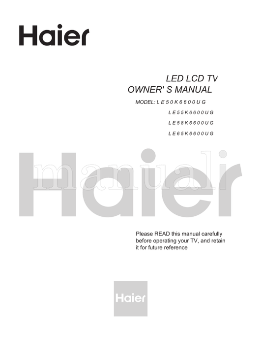 Haier LE50K6600UG (24 pages) TV Operating Manual