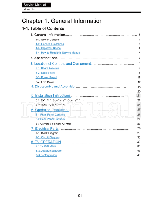 Haier LE55B1381a (61 pages) TV Service Manual