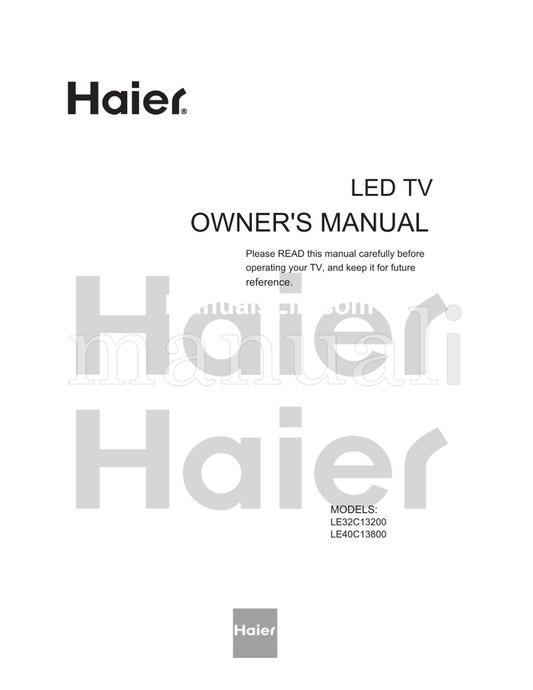 Haier LE32C13200 LE40C13800 (32 pages) TV Operating Manual