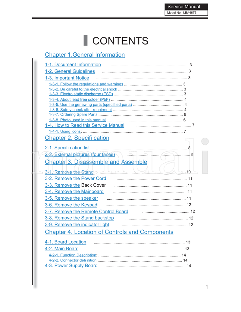 Haier LED46T3 LED46T3a MTK5305 TV1001S013V0 (86 pages) TV Service Manual