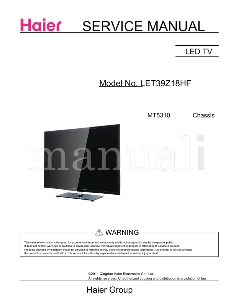 Haier LET39Z18HF MT5310 (39 pages) TV Service Manual