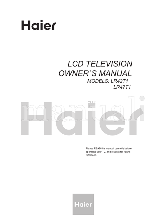 Haier LR42T1 LR47T1 (44 pages) TV Operating Manual