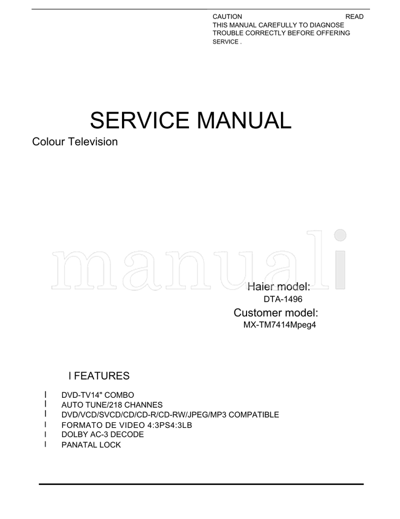 Haier DTA-1496 MX-TM7414Mpeg4 (16 pages) TV Service Manual