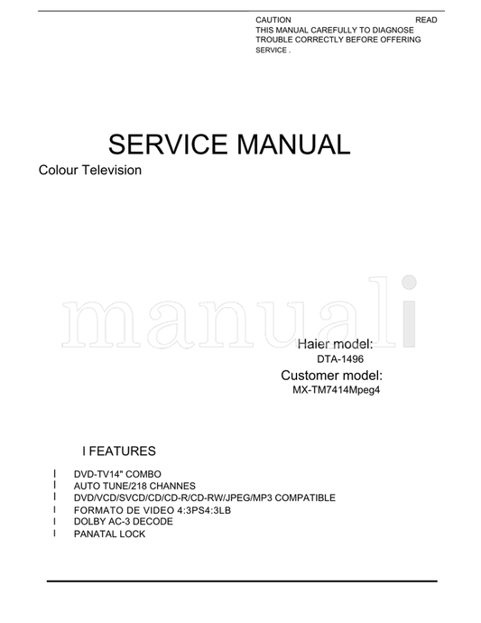 Haier DTA-1496 MX-TM7414Mpeg4 (16 pages) TV Service Manual