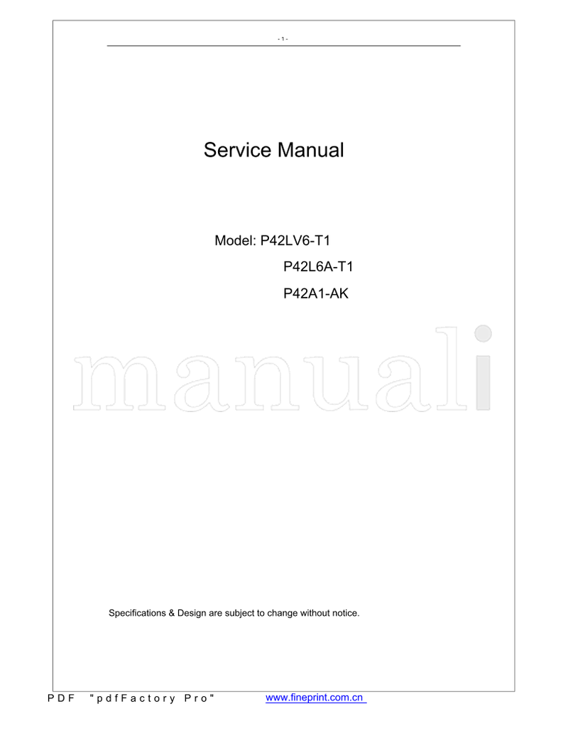 Haier P42LV6-T1 P42L6A-T1 P42A1-AK (56 pages) TV Service Manual