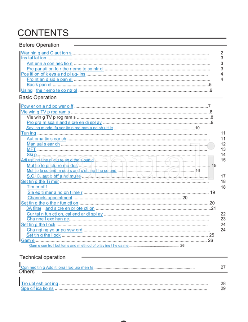 Haier 21F9D 21T9D 21F9K 21F5A 21T5A 21FA1 21TA1 21F7A HT-3728 (32 pages) TV Operating Manual