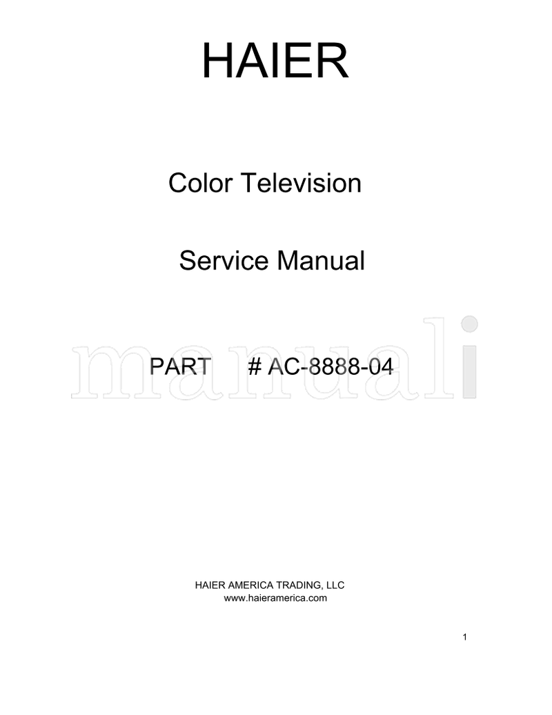 Haier TN201AUV (15 pages) TV Service Manual