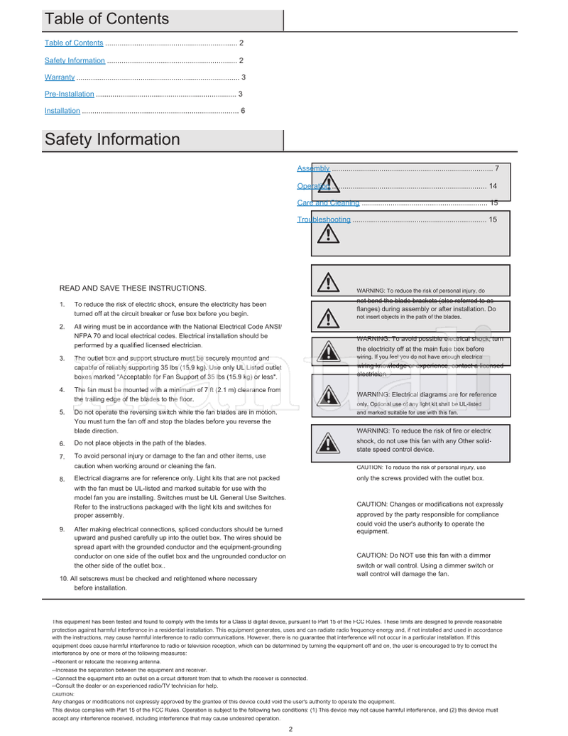 Hampton Bay 52144 EF200G-44 (16 pages) Ceiling Fan Operating Manual