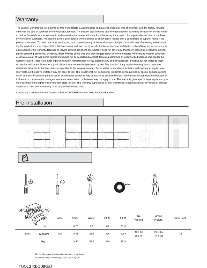 Hampton Bay 41350 52-BVD (32 pages) Ceiling Fan Operating Manual