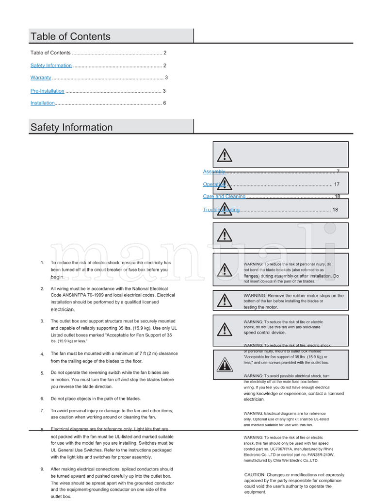 Hampton Bay 42010 99913 52-SKV (38 pages) Ceiling Fan Operating Manual