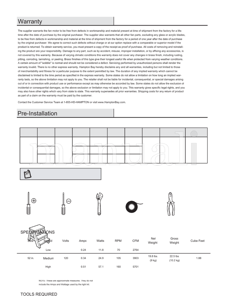 Hampton Bay 42010 99913 52-SKV (38 pages) Ceiling Fan Operating Manual