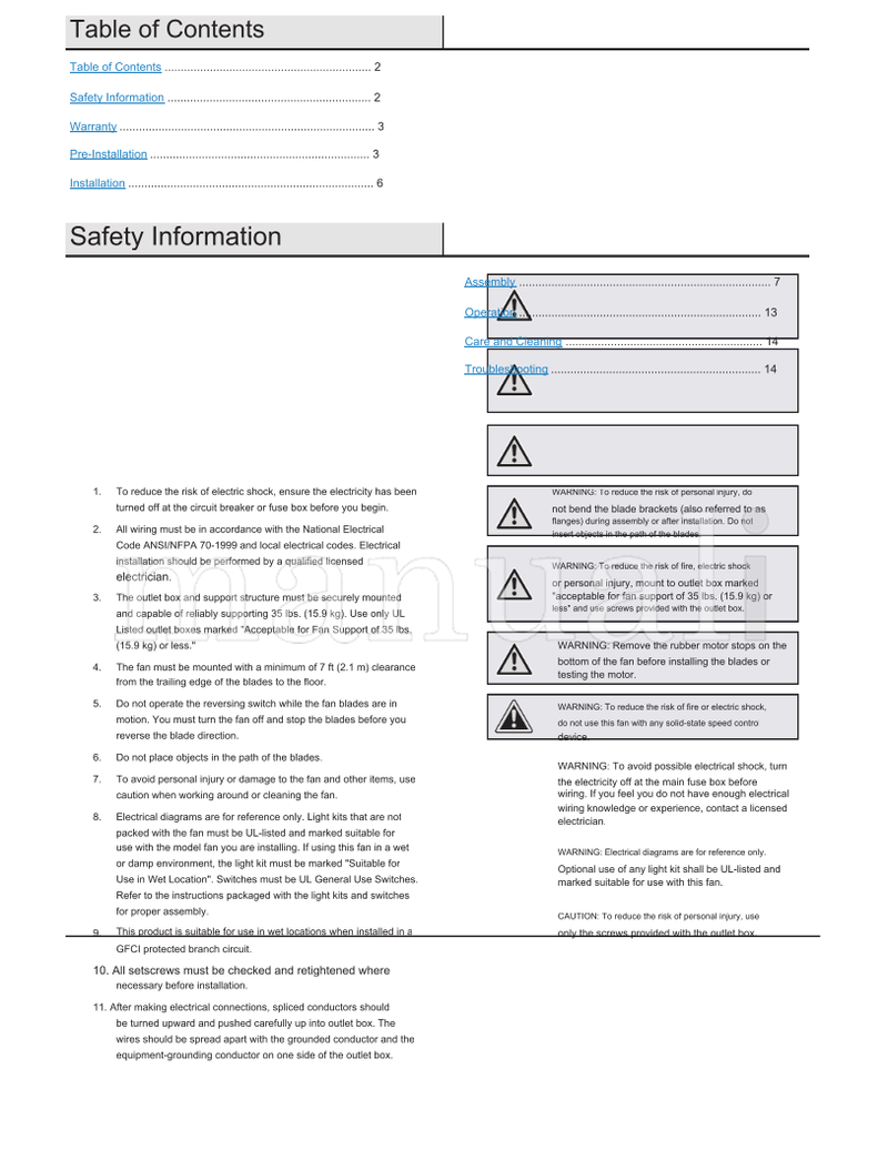 Hampton Bay 50248 48-HVAII (15 pages) Ceiling Fan Operating Manual