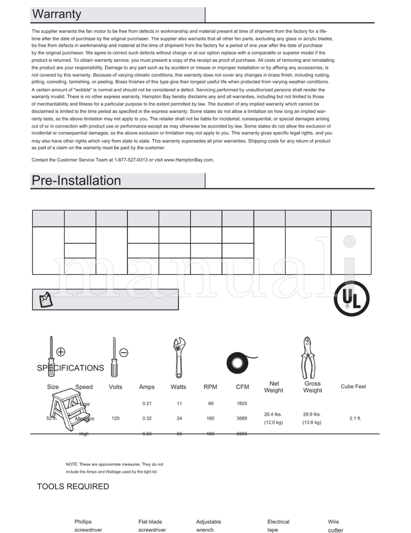 Hampton Bay 51355 51356 52-PM (28 pages) Ceiling Fan Operating Manual