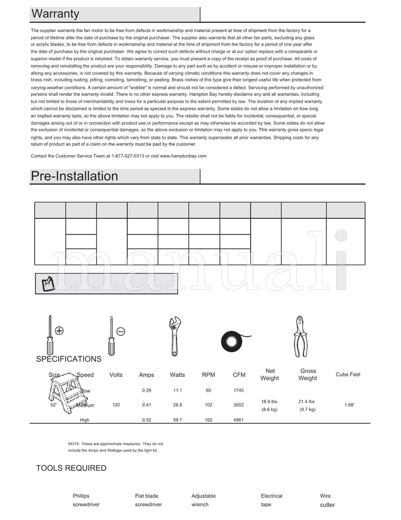 Hampton Bay 52371 52372 52379 52-RMG (32 pages) Ceiling Fan Operating Manual