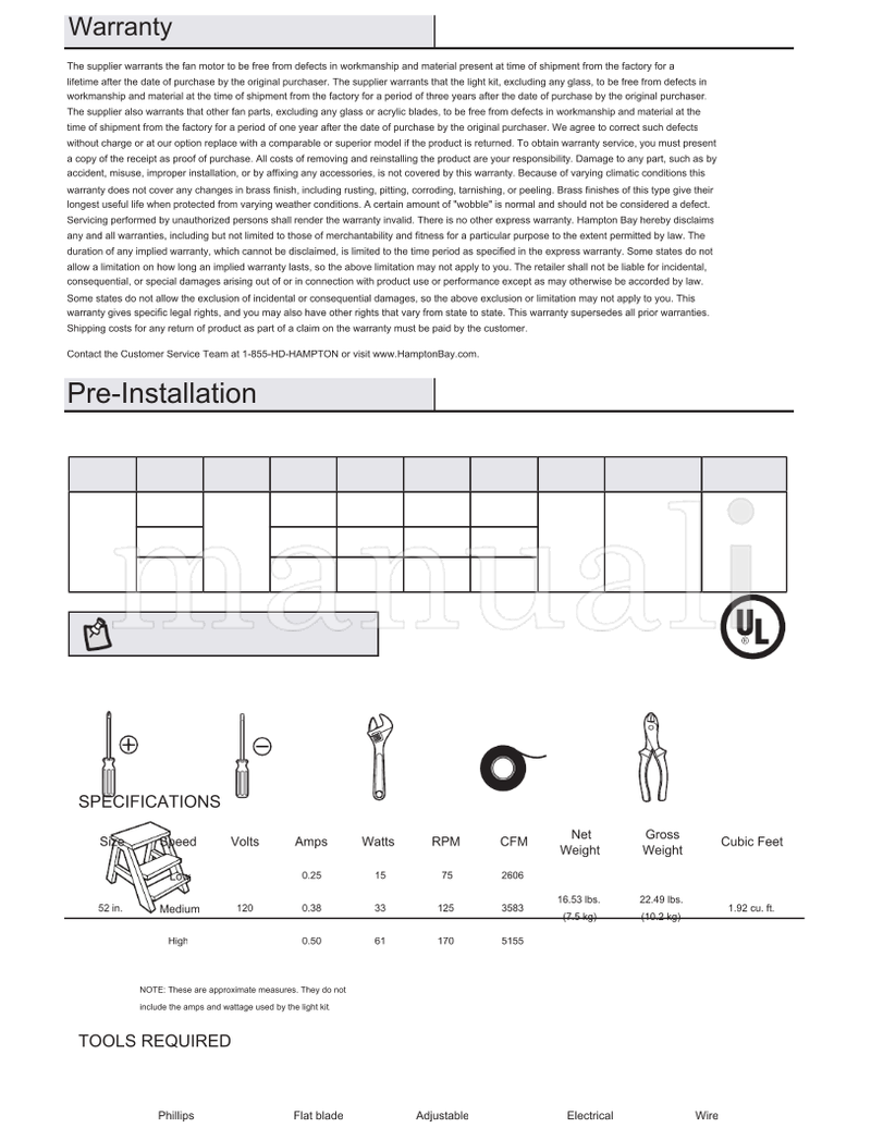 Hampton Bay 52101 52-AVAL (26 pages) Ceiling Fan Operating Manual