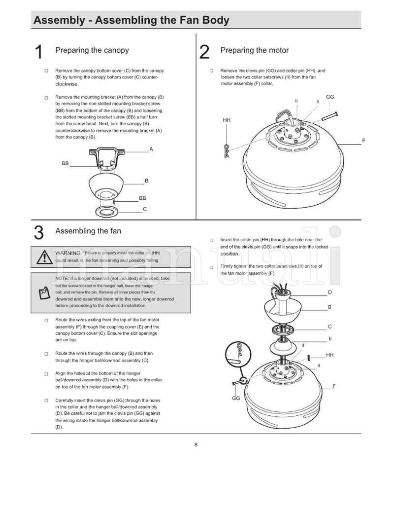 Hampton Bay 24816-021 (15 pages) Ceiling Fan Operating Manual