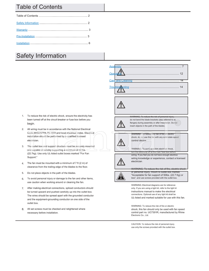 Hampton Bay 69156 56-ATR (30 pages) Ceiling Fan Operating Manual