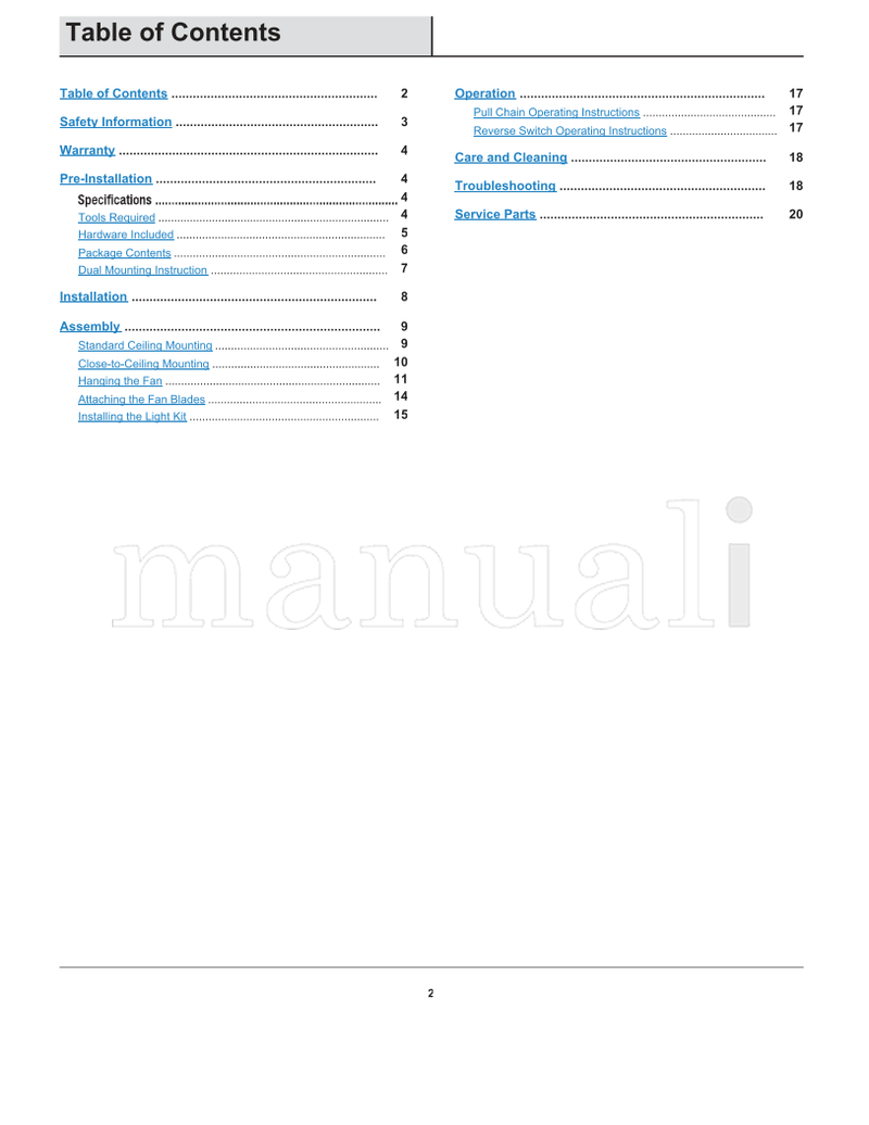 Hampton Bay AM217-BK (21 pages) Ceiling Fan Operating Manual