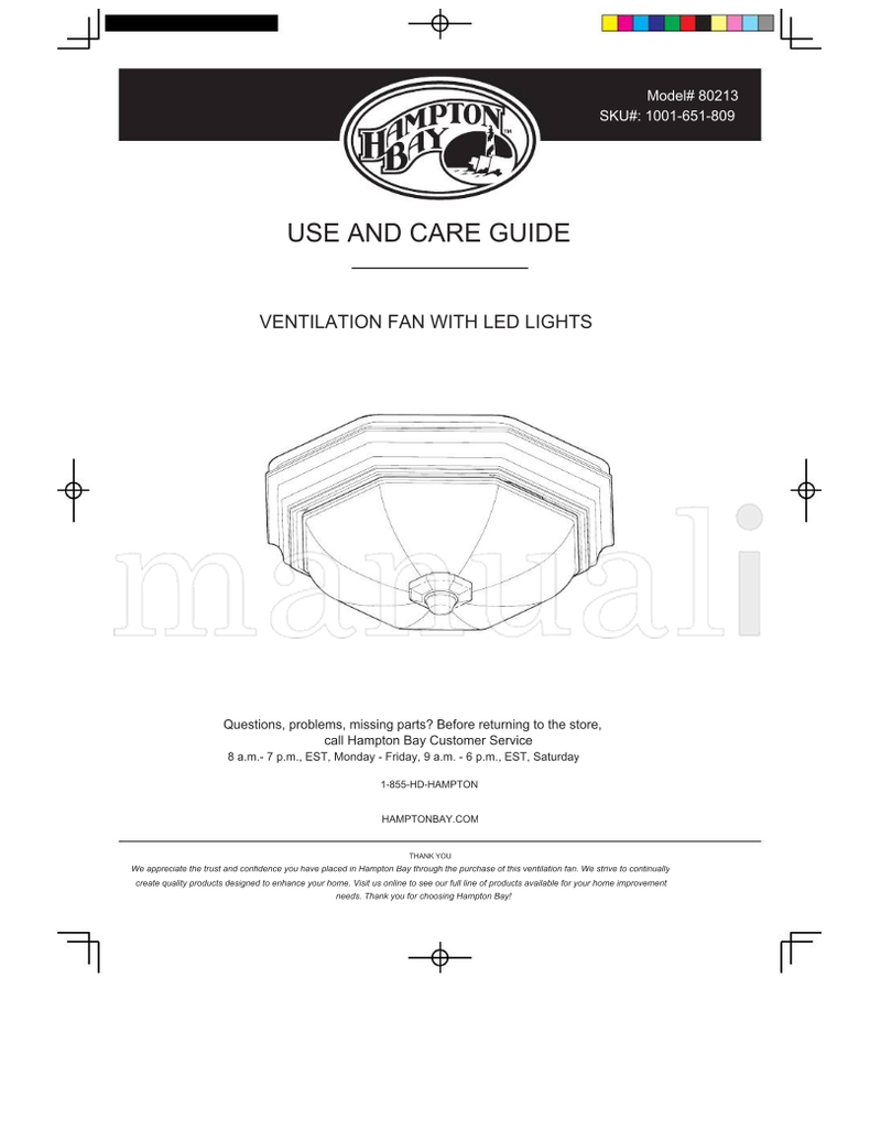 Hampton Bay HAMPTON BAY 80213 (25 pages) Ceiling Fan Operating Manual