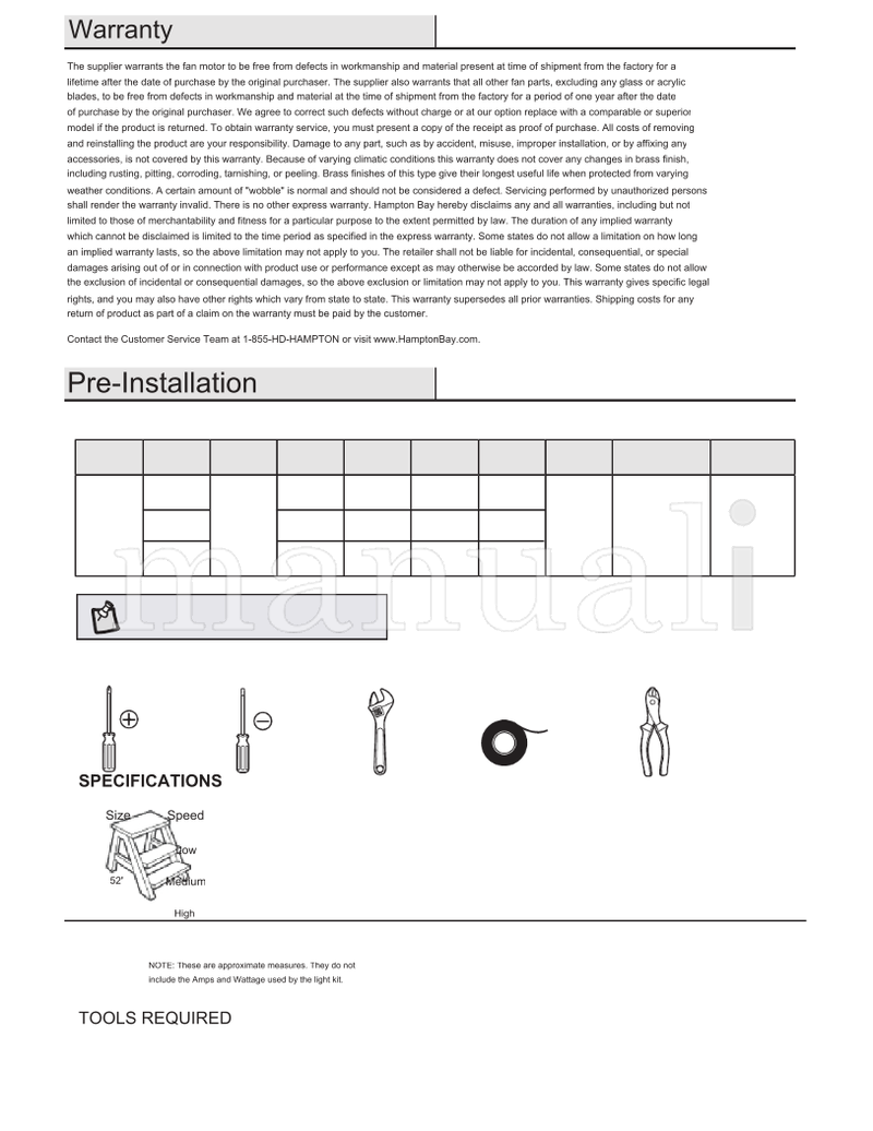 Hampton Bay 91371 91372 91379 52-RMG (34 pages) Ceiling Fan Operating Manual