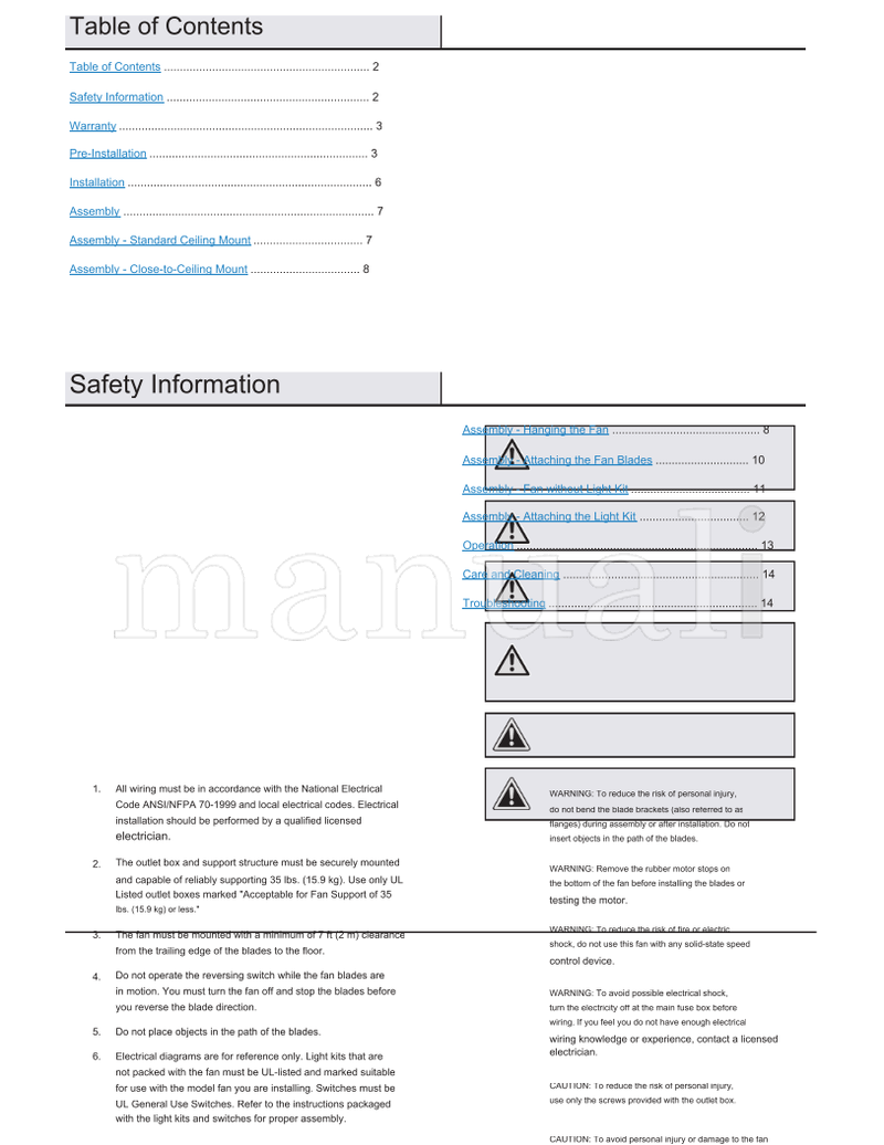 Hampton Bay 68131 (16 pages) Ceiling Fan Operating Manual