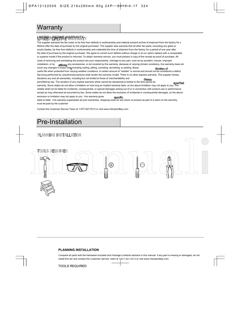 Hampton Bay E503-WH E503-SL (24 pages) Ceiling Fan Operating Manual