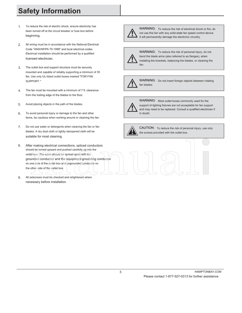 Hampton Bay AG510-BN (19 pages) Ceiling Fan Operating Manual