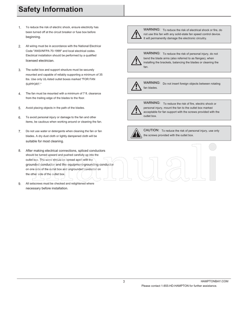 Hampton Bay AG524PR-BN (20 pages) Ceiling Fan Operating Manual