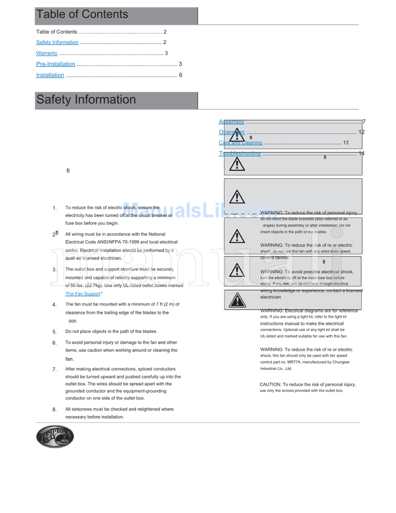 Hampton Bay 68168 68-ATR (32 pages) Ceiling Fan Operating Manual