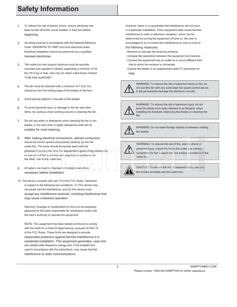 Hampton Bay AM212-WH (21 pages) Ceiling Fan Operating Manual