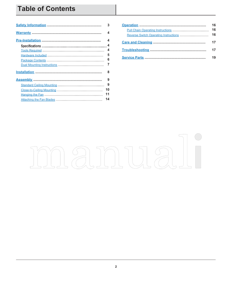 Hampton Bay AM212INL-WH (20 pages) Ceiling Fan Operating Manual