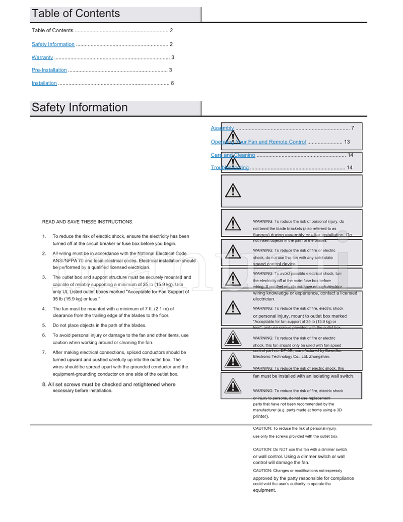 Hampton Bay 56-VINW 92392 (30 pages) Ceiling Fan Operating Manual