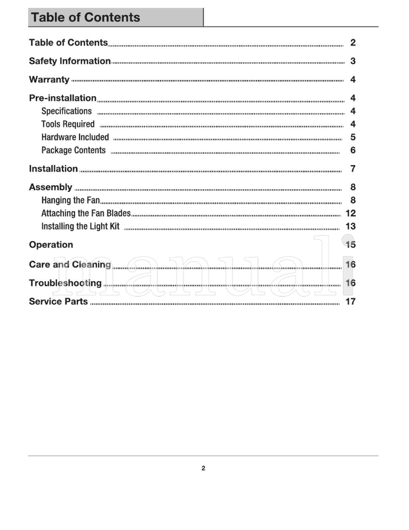Hampton Bay HAMPTON BAY CLARET (18 pages) Ceiling Fan Operating Manual