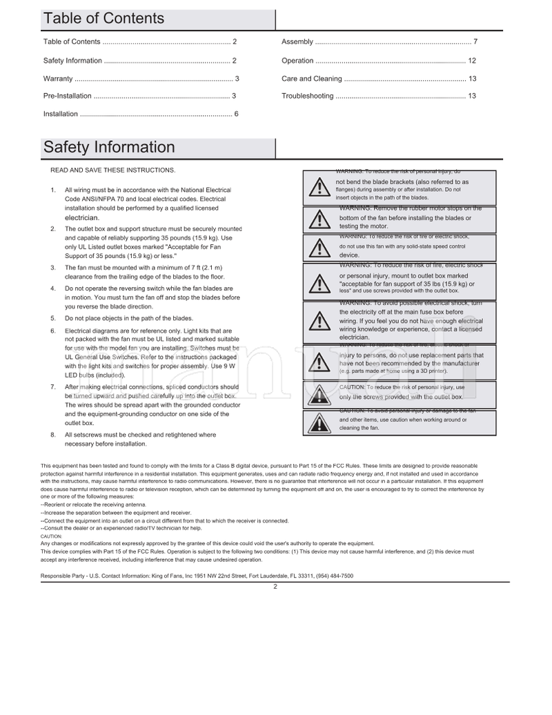 Hampton Bay 57333 EF200S(Q)-52(A) (28 pages) Ceiling Fan Operating Manual