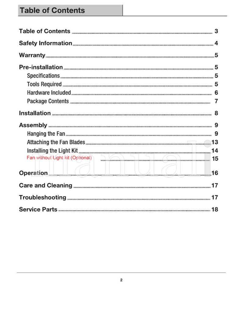 Hampton Bay HAMPTON BAY EDELWEISS (19 pages) Ceiling Fan Operating Manual