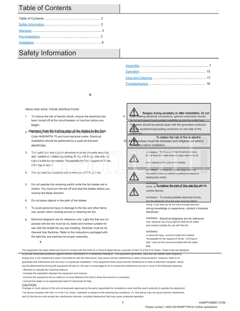 Hampton Bay FC120-CARL (24 pages) Ceiling Fan Operating Manual