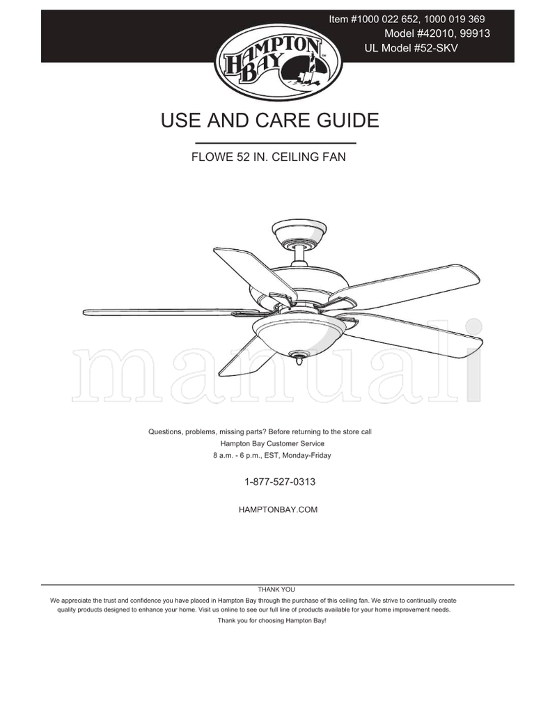 Hampton Bay HAMPTON BAY FLOWE 52-SKV (32 pages) Ceiling Fan Operating Manual