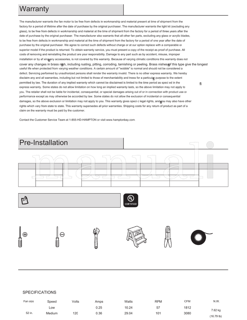 Hampton Bay AK338-FB AK338-MBK AK338-WH (17 pages) Ceiling Fan Operating Manual